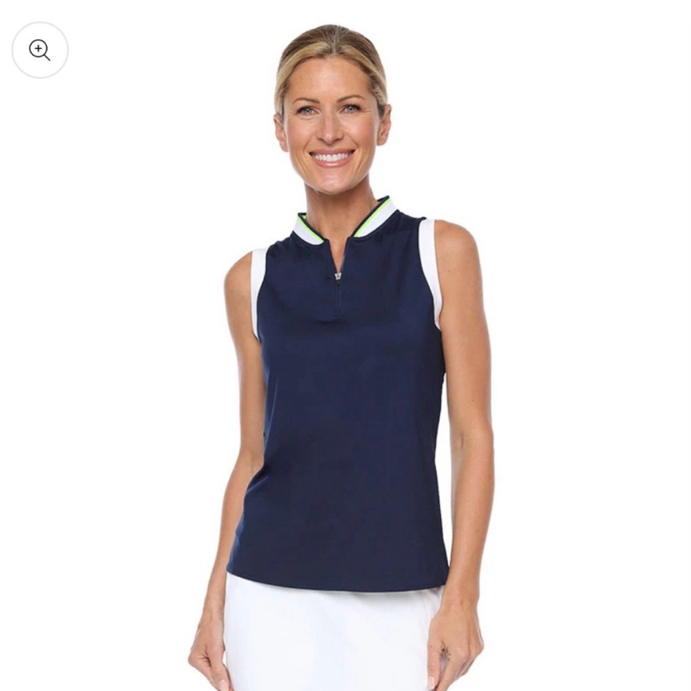 NWT Belyn Key Sabrina Sleeveless Top Onyx Chalk Tennis Ball Yellow Small
